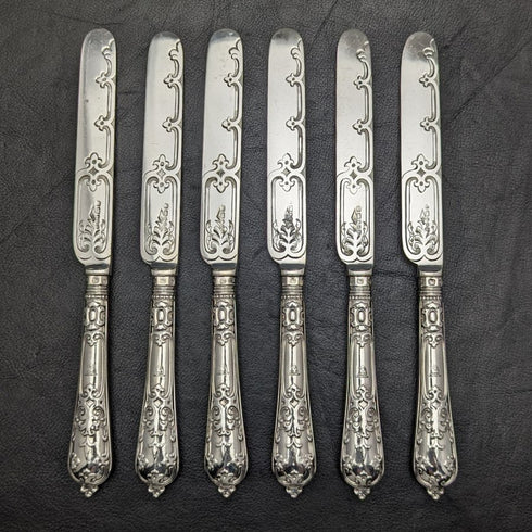 Around 1879 British Antique Sterling Silver Handle Cutlery Set in Wooden Box